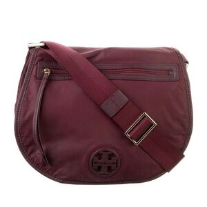 Tory Burch crossbody nylon messenger bag maroon burgundy